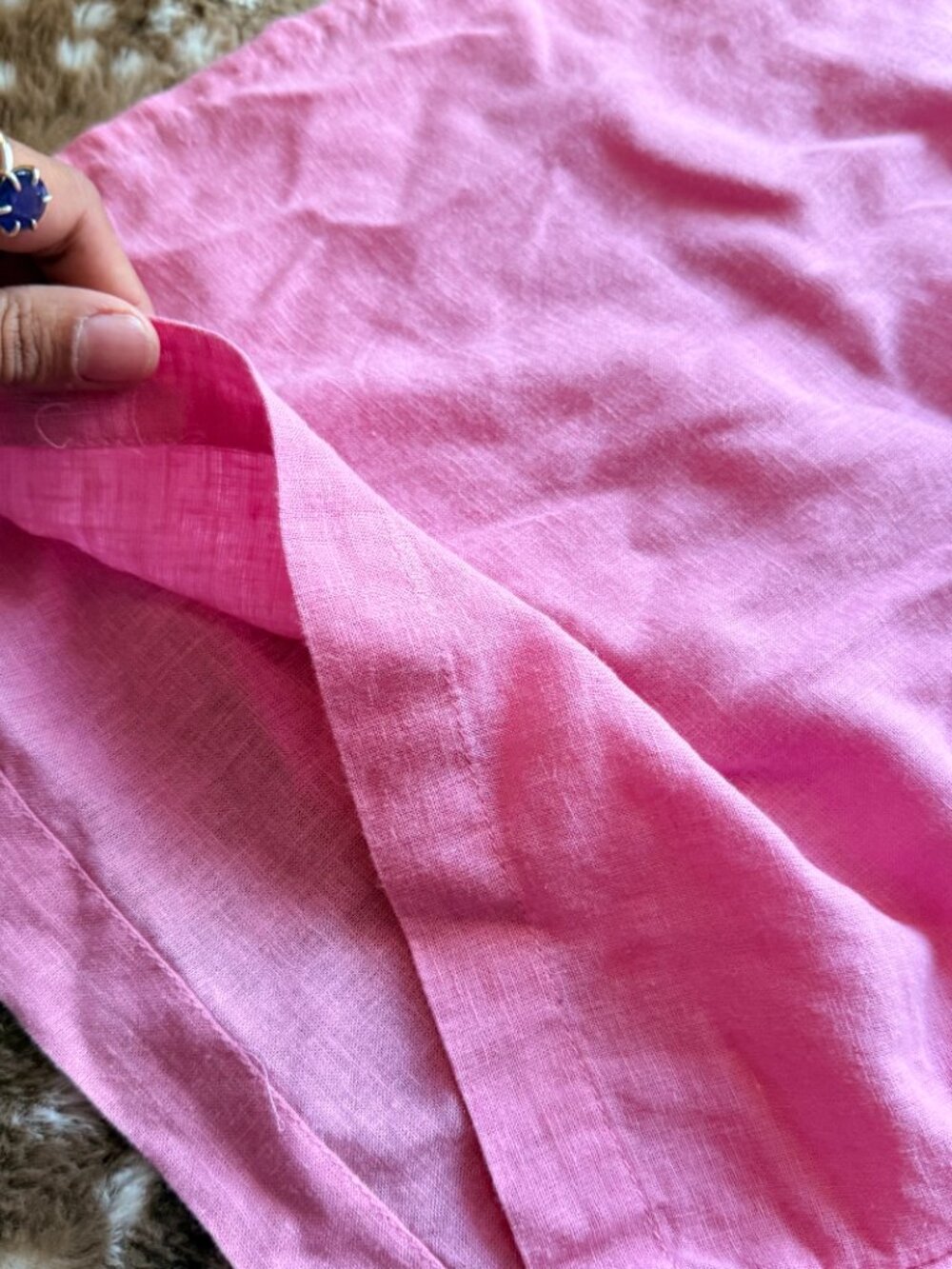 S Anthropologie Hot Pink Linen Wide Leg Beach Pants Elastic Waist - Picture 3 of 7